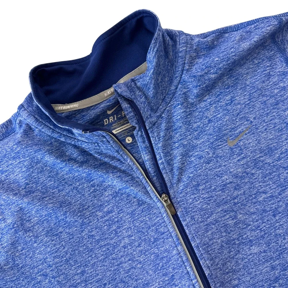 Nike‎ Running Dri-FIT Womens Large Blue Heathered Quarter Zip Pullover